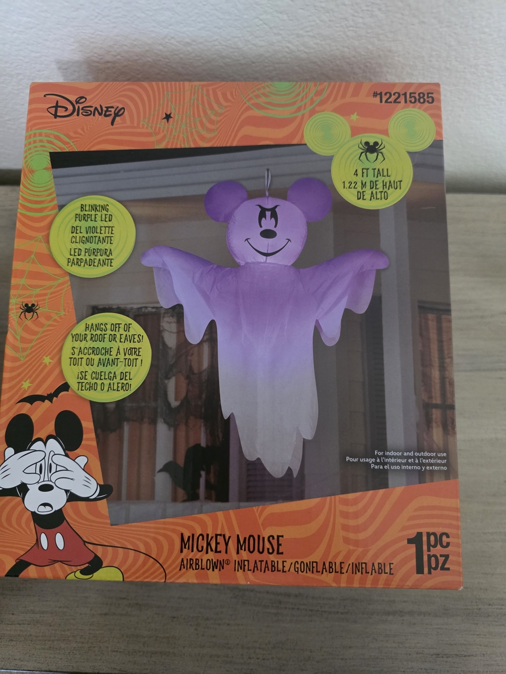 Disney Mickey Mouse Purple Ghost Inflatable Halloween Decoration NIB